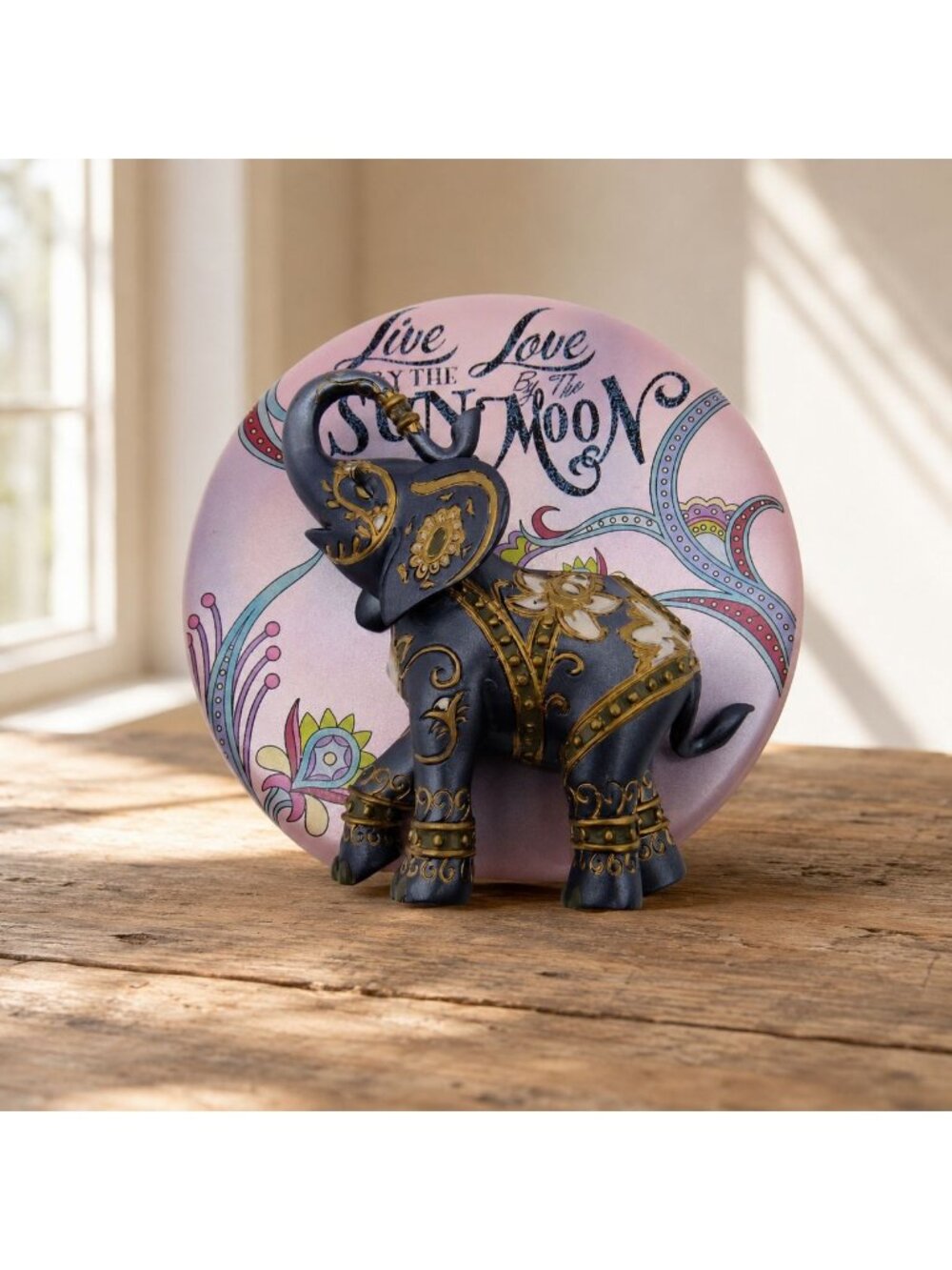 Hamilton Collection Live Sun Love Moon Resin Elephant Figurine Blake Jensen